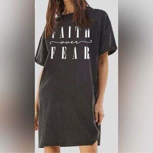 Dark Charcoal Graphic T-Shirt Dress